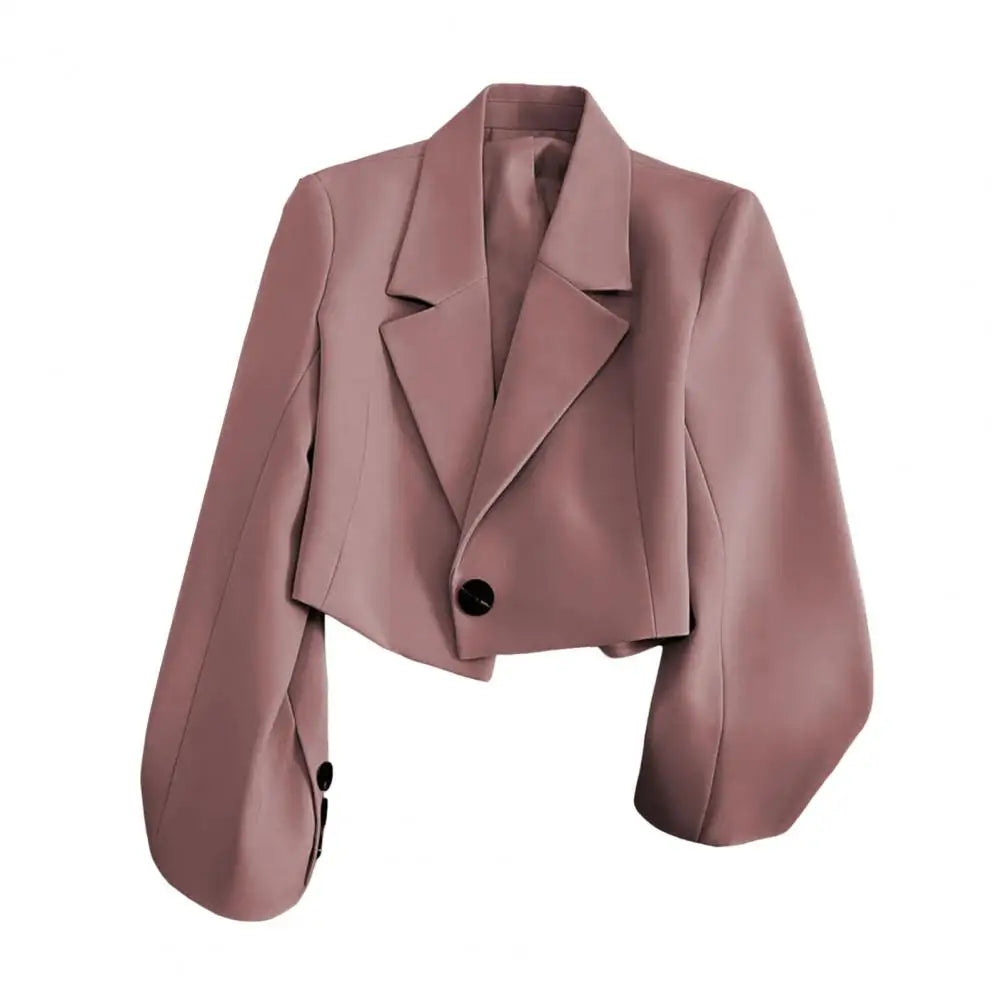 Casual Business Style Suit Coat Solid Color Suit Coat Elegant Women's Lapel Suit Coat with Single Button Closure Long for Casual