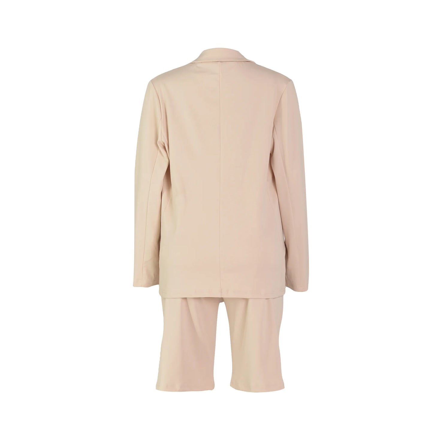 Office Lady Elegant Business Suits Solid Casual Two Piece Set For Women Matching Sets Outfits Long Sleeve Blazer Coat And Shorts