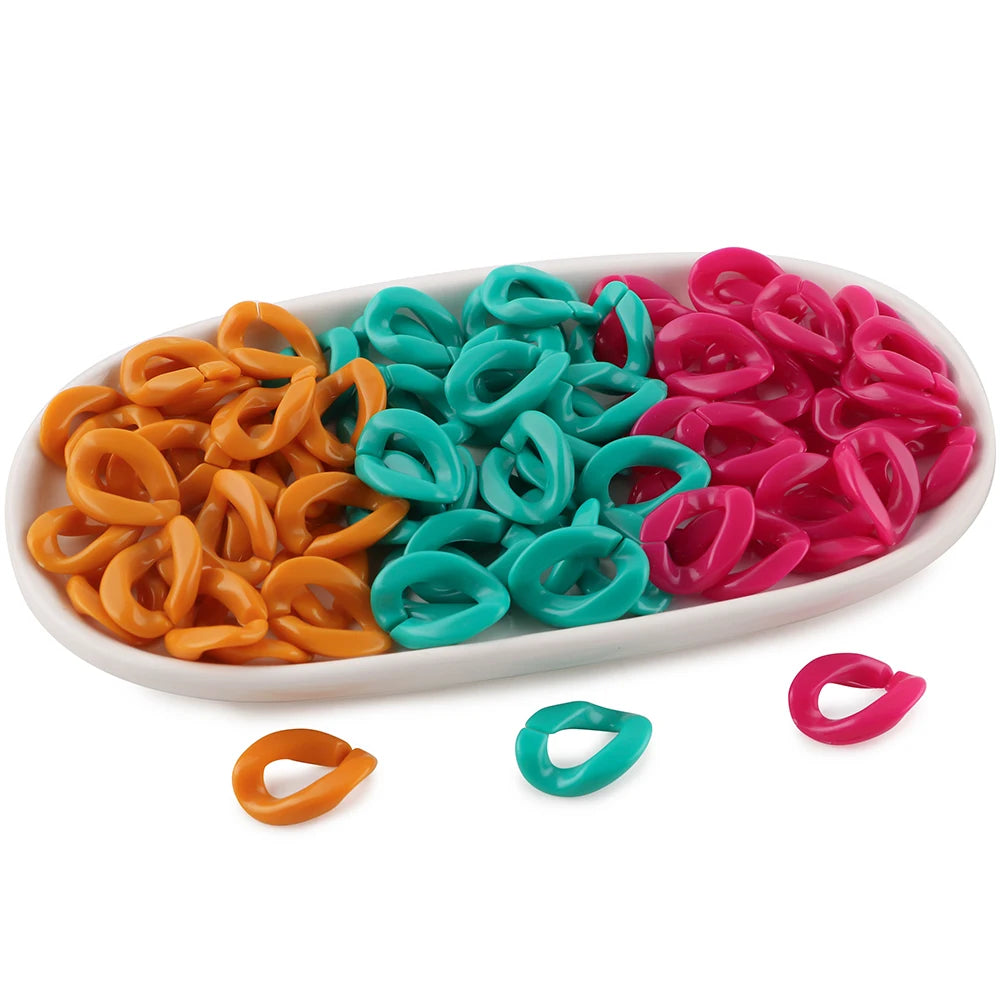 30pcs/lot Colorful Acrylic Link Chain Clasp Open Buckle Beads For Jewelry Making DIY Necklace Clothing Bag Chains Accessories