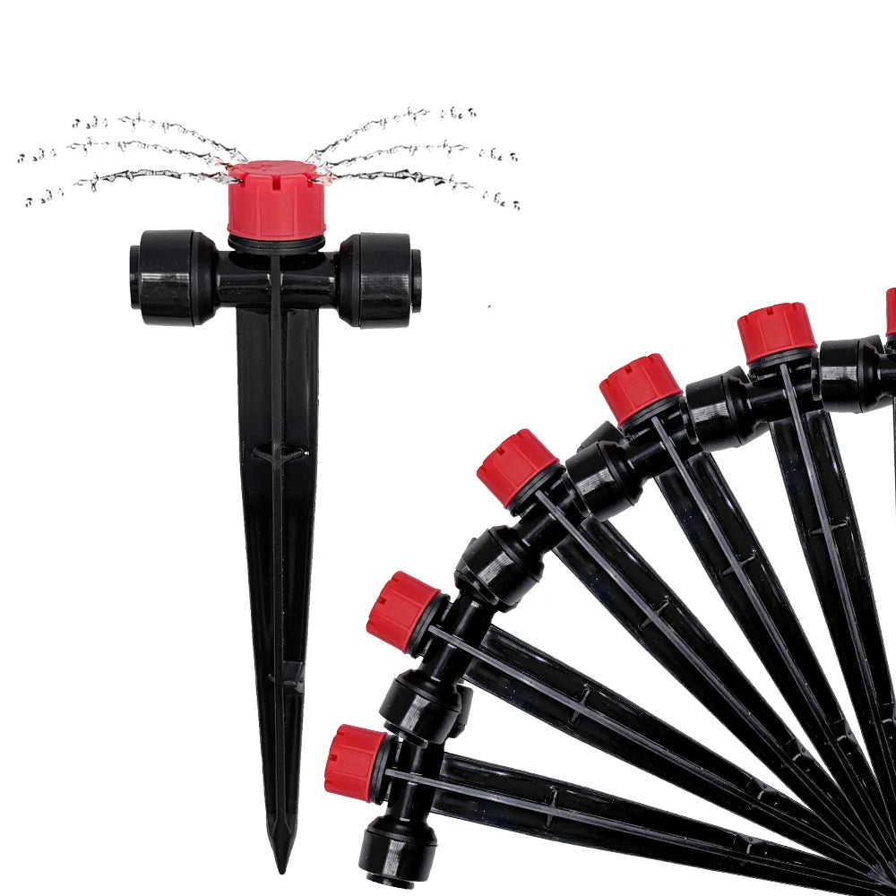 Push-to-Fit Drip Irrigation Emitters for 1/4" Drip Irrigation Tubing, Adjustable 360 Degree Water Flow Drippers Sprayer