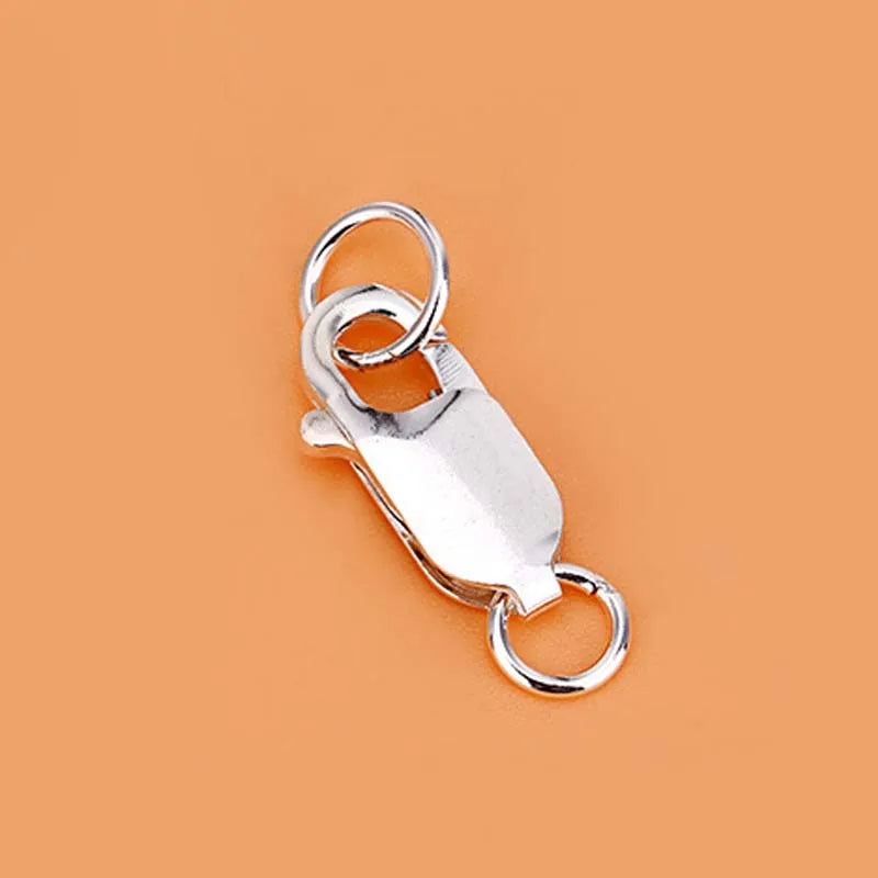 2pcs Real Pure Solid 925 Sterling Silver Lobster Clasp Hook Claw Buckle With Double Sealed Ring Connector Jewelry Findings