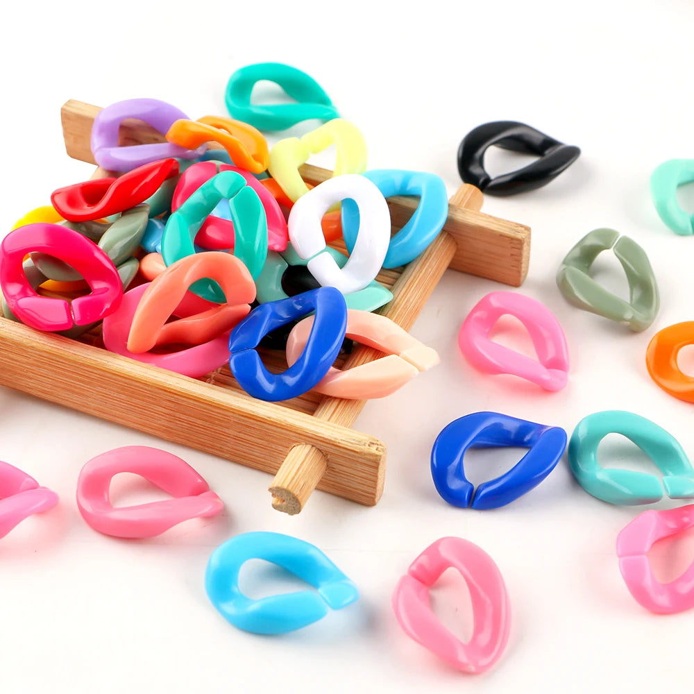 30pcs/lot Colorful Acrylic Link Chain Clasp Open Buckle Beads For Jewelry Making DIY Necklace Clothing Bag Chains Accessories