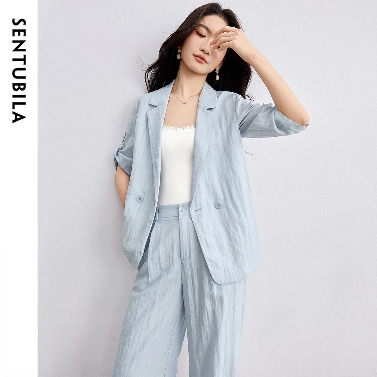 SENTUBILA Two-piece Ladies Set 2025 New Collection Women's Linen Pleated Pants Suits Summer Woman Outfit Clothing Sets 152ZE1846