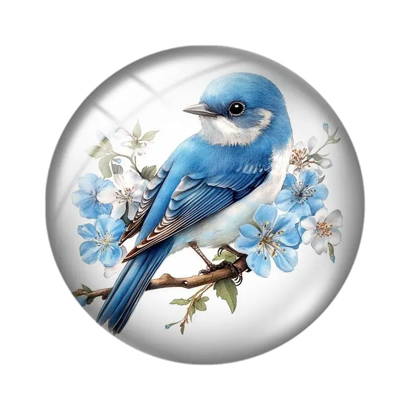 Blue Delft Birds Clipart 12mm/18mm/20mm/25mm Round Photo glass cabochon demo flat back Making findings