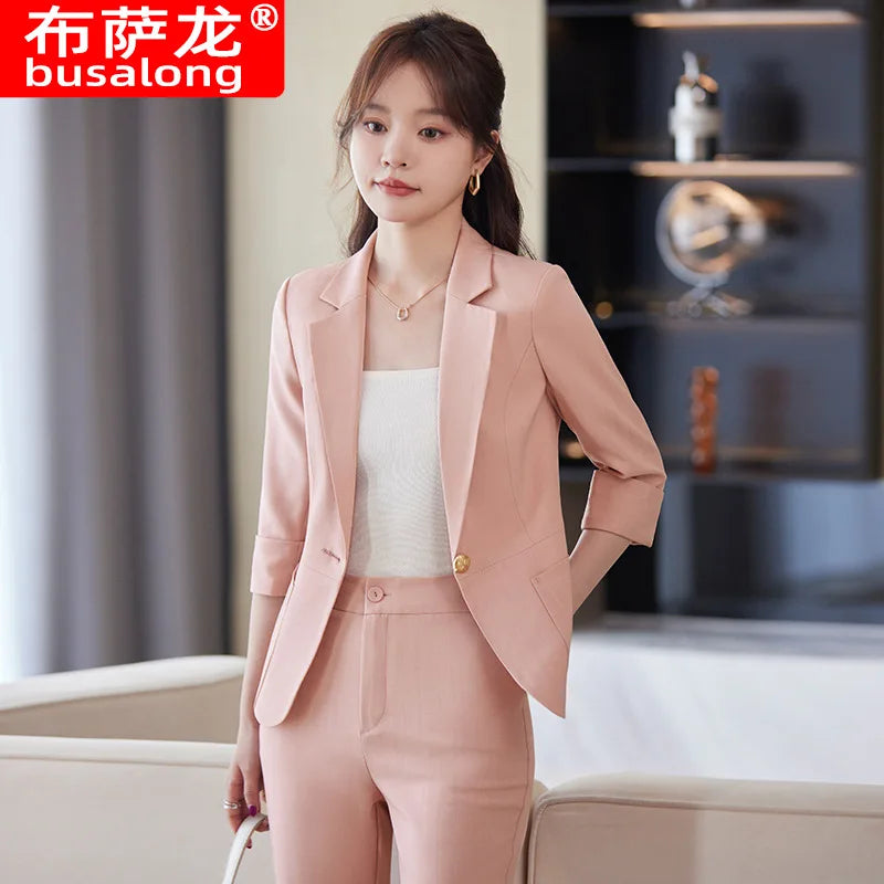 Casual Suit Set for Women, Summer Thin Style, High-End Feel, Petite Commuter, Professional and Elegant High-End Business Formal