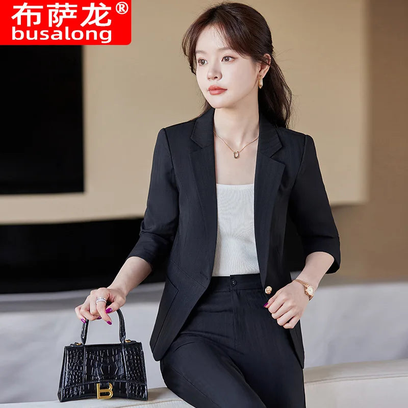 Casual Suit Set for Women, Summer Thin Style, High-End Feel, Petite Commuter, Professional and Elegant High-End Business Formal