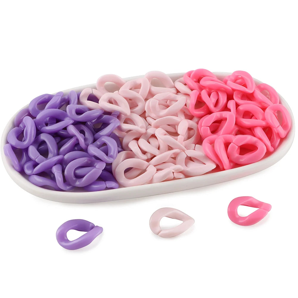 30pcs/lot Colorful Acrylic Link Chain Clasp Open Buckle Beads For Jewelry Making DIY Necklace Clothing Bag Chains Accessories