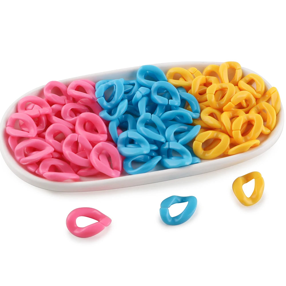 30pcs/lot Colorful Acrylic Link Chain Clasp Open Buckle Beads For Jewelry Making DIY Necklace Clothing Bag Chains Accessories