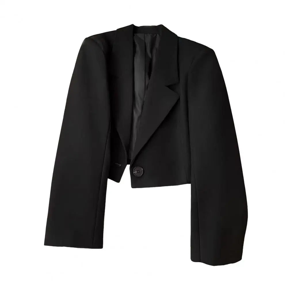 Casual Business Style Suit Coat Solid Color Suit Coat Elegant Women's Lapel Suit Coat with Single Button Closure Long for Casual