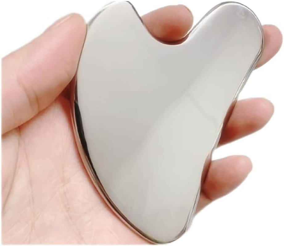 Stainless Steel Gua Sha Facial Tools Set, Metal Guasha Tool for Face and Body Massage(Scraping Board+Leather Cover)