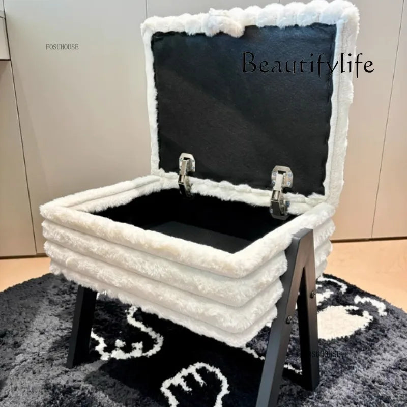Bedroom Bench for Household Furniture Luxury High-end Girl Bedroom Dressing Table Stool Makeup Artist Special Stool with Storage