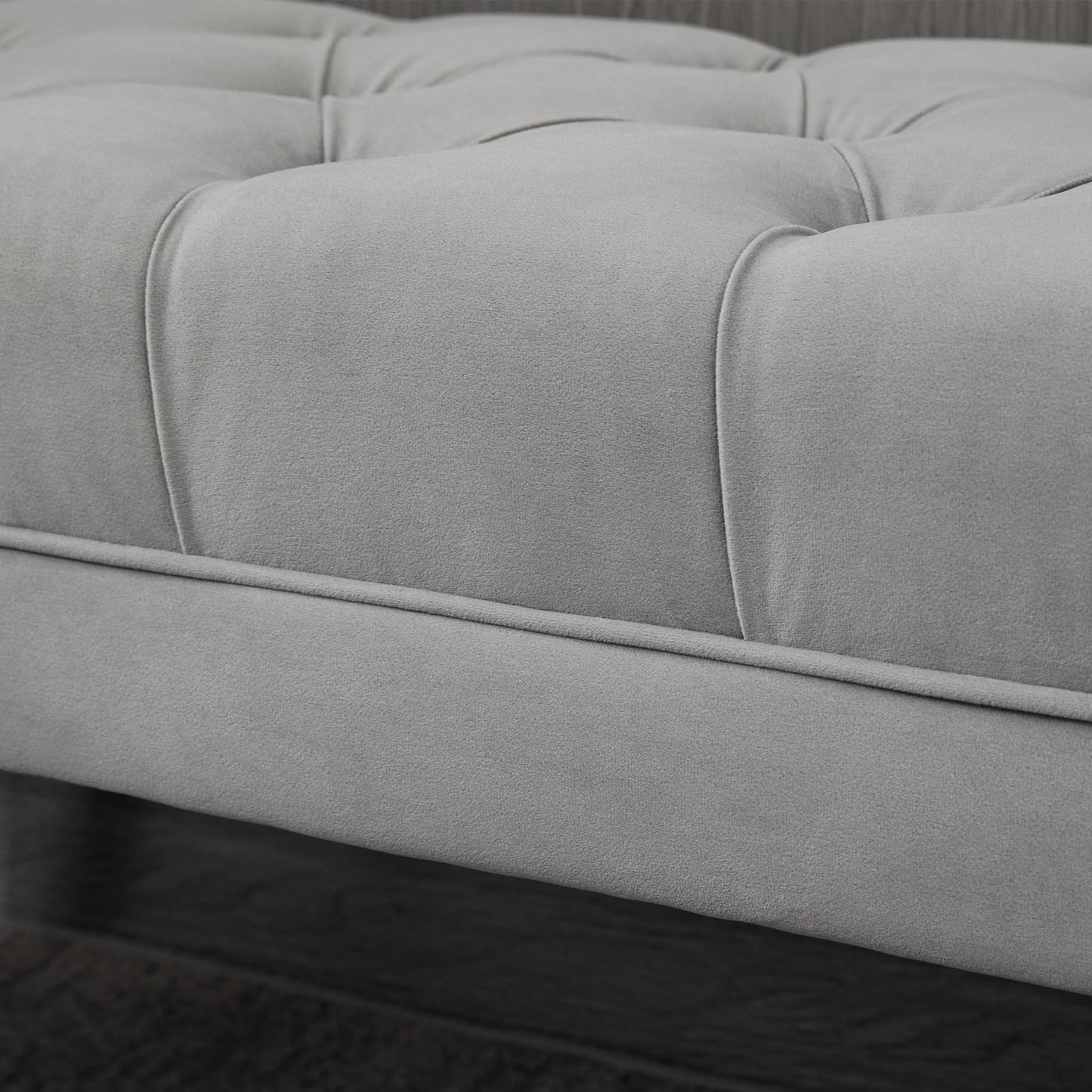 HOMCOM Bed End Bench Button Tufted Upholstered Window Seat for Living Room Grey