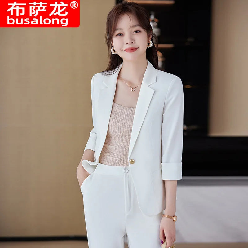 Casual Suit Set for Women, Summer Thin Style, High-End Feel, Petite Commuter, Professional and Elegant High-End Business Formal