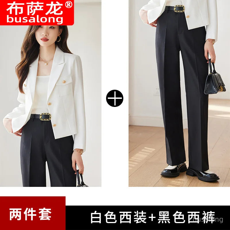 Long Sleeve Blazer Women's Professional Suit Spring Autumn Elegant Slim Fit Fashion Set Women's Workwear Business Formal Wear