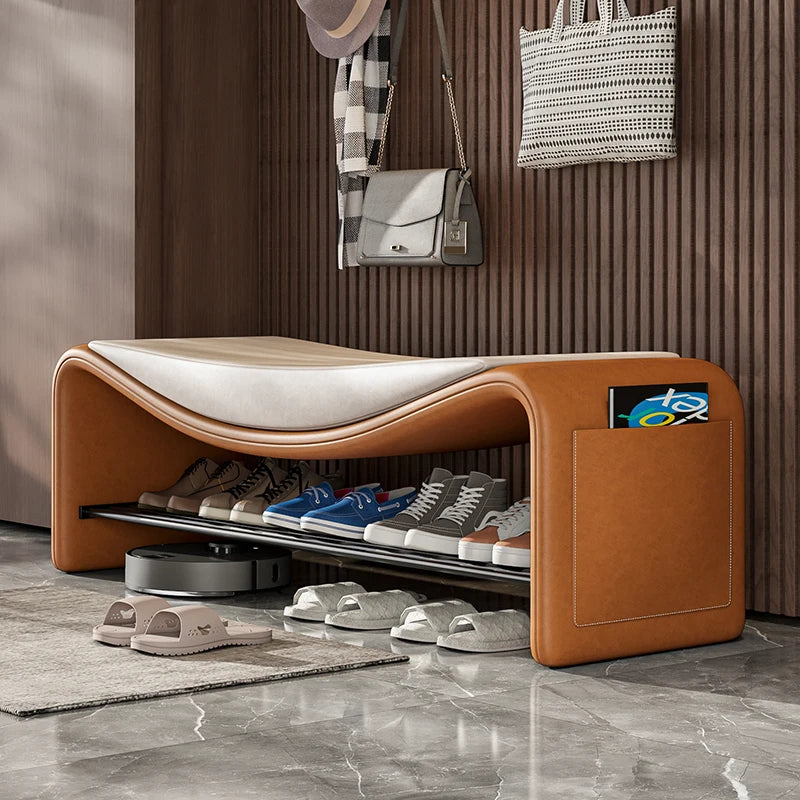 Italian light luxury high-end sense simple home change shoe stool cabinet entrance long stool seated shoe rack stool