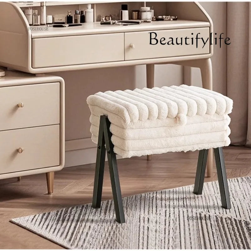 Bedroom Bench for Household Furniture Luxury High-end Girl Bedroom Dressing Table Stool Makeup Artist Special Stool with Storage