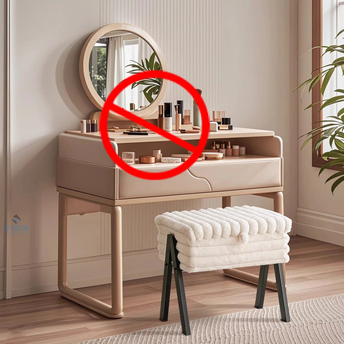 Bedroom Bench for Household Furniture Luxury High-end Girl Bedroom Dressing Table Stool Makeup Artist Special Stool with Storage