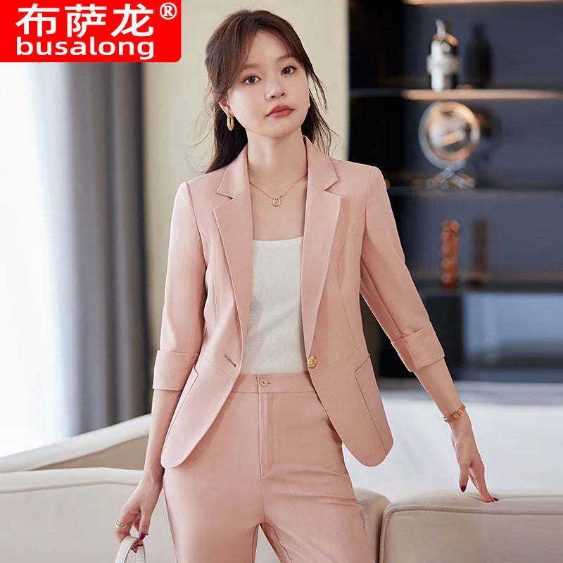 Casual Suit Set for Women, Summer Thin Style, High-End Feel, Petite Commuter, Professional and Elegant High-End Business Formal
