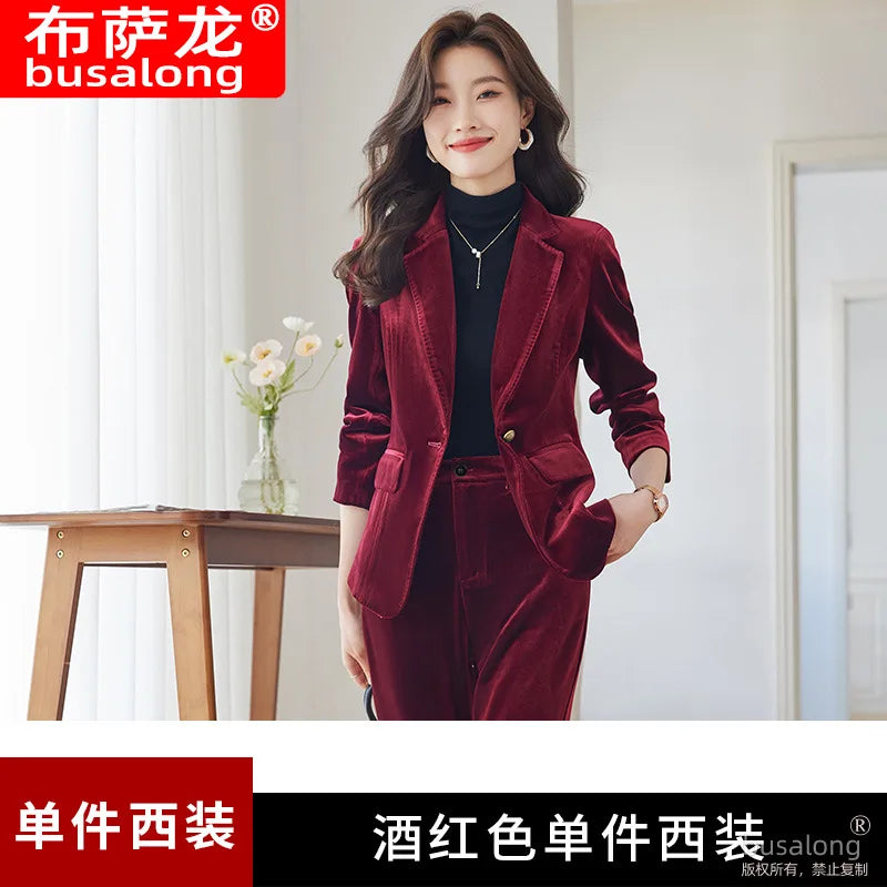 Business White-collar Sales Suit Executive President Workwear Hotel Velvet Professional Women's Suit Formal Suit