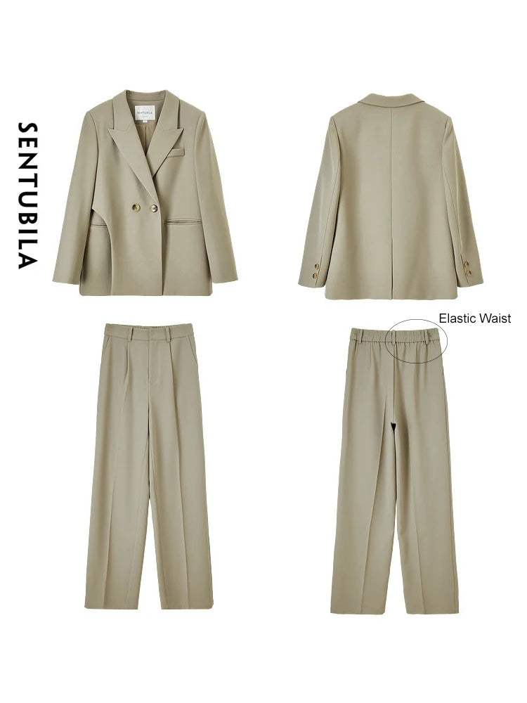 SENTUBILA Blazer Pant Suit Two Piece Set For Women Business Work Outfits 2025 Autumn Elegant Fashion Clothing Sets 133Z49975