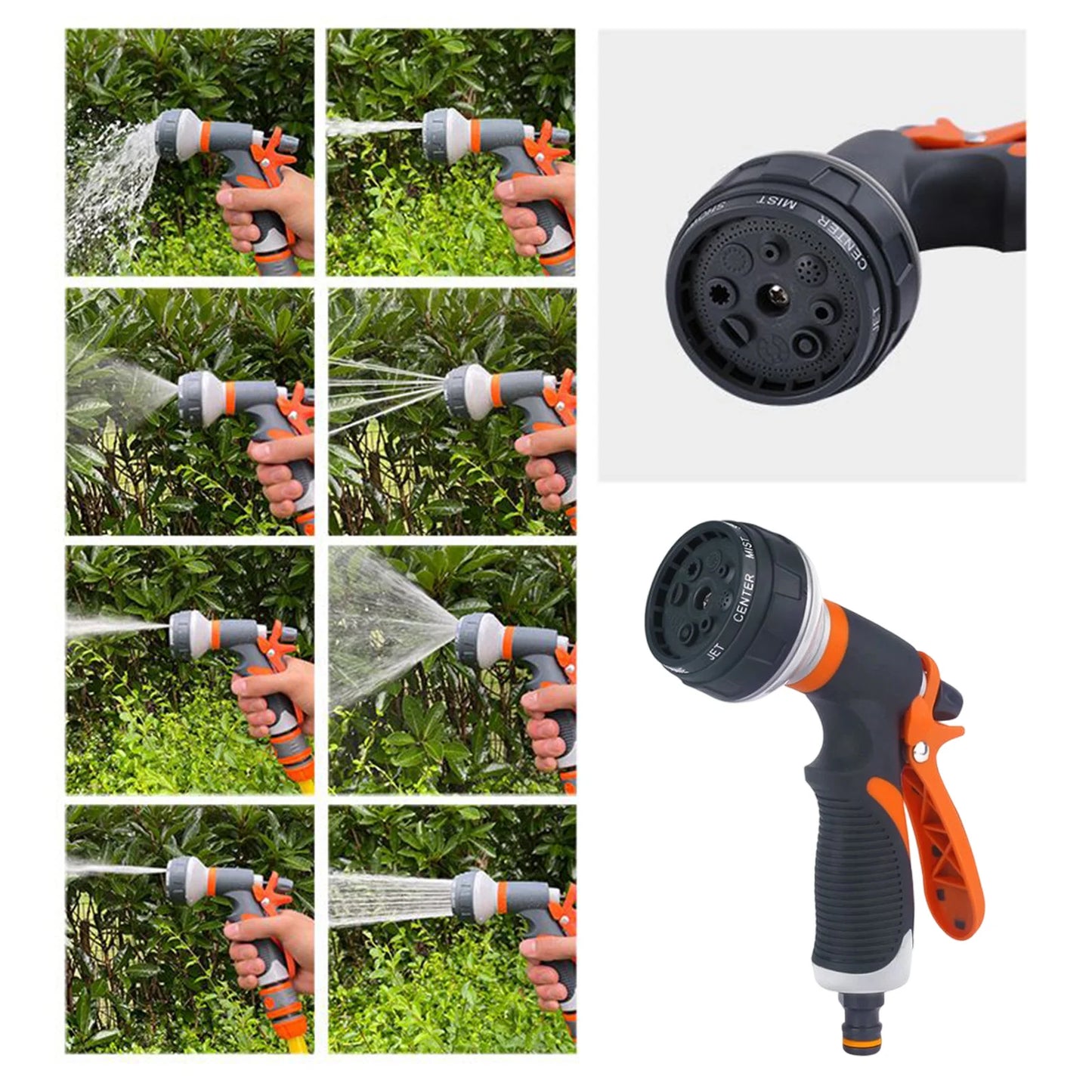 Water Hose Nozzle Water Sprayer Nozzle For Garden Hose High Pressure Irrigation Attachment Head With 8 Adjustable Spray Patterns