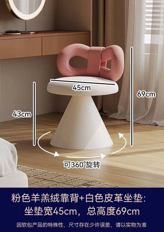 Middle Ancient Style Rotatable Bedroom Dressing Stool, Internet Famous Dressing Chair,Dressing Table, Bow Shaped Vanity Stools