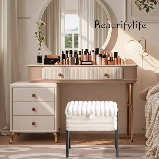 Bedroom Bench for Household Furniture Luxury High-end Girl Bedroom Dressing Table Stool Makeup Artist Special Stool with Storage