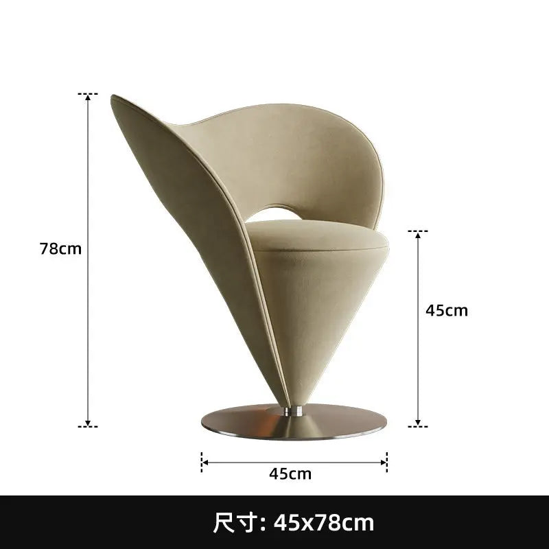 French Style Light Luxury Single Sofa Chair, Designer's Heart-shaped Women's Makeup Stool, Casual Cone-shaped Princess Chair