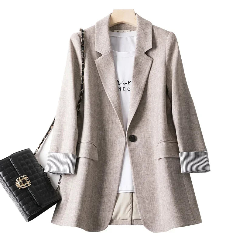 Ladies Long Sleeve Spring Casual Blazer 2024 New Fashion Business Plaid Suits Women Work Office Blazer Women Coats  Woman Jacket