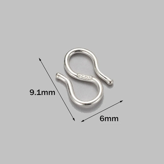 2Pcs 925 Sterling Silver Letter S M Shape Buckle Connectors For DIY Necklace Bracelet End Clasps Hooks Jewelry Making Supplies