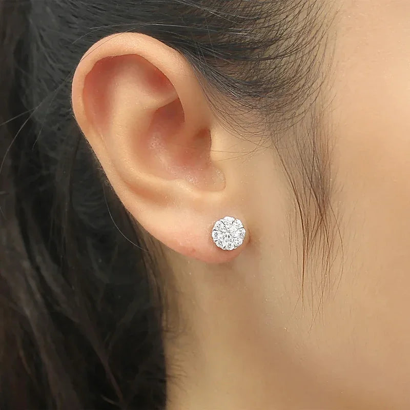 Huitan Dainty Cubic Zirconia Stud Earrings for Women White/Green/Blue/Red CZ Daily Wear Simple Stylish Girls Piercing Jewelry