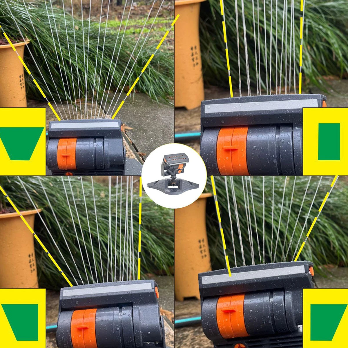 16-Nozzle Oscillating Sprinkler Adjustable 360° for Lawn/Yard - Water-Saving Garden Sprinkler with Mini Turbine Spray