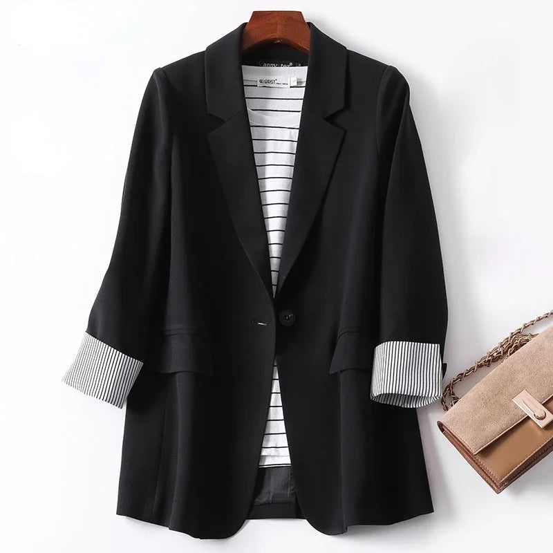 Ladies Long Sleeve Spring Casual Blazer 2024 New Fashion Business Plaid Suits Women Work Office Blazer Women Coats  Woman Jacket