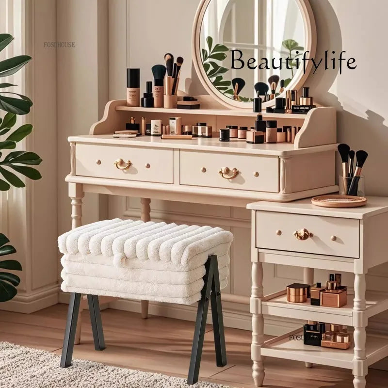 Bedroom Bench for Household Furniture Luxury High-end Girl Bedroom Dressing Table Stool Makeup Artist Special Stool with Storage