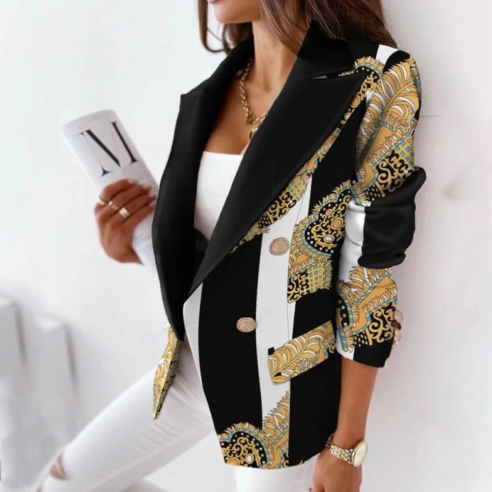 Plaid Blazer Jacket Women Spring Autumn Long Sleeve Casual Slim Blazers Khaki Woman Coats  Fall Elegant Office Suit Coat new