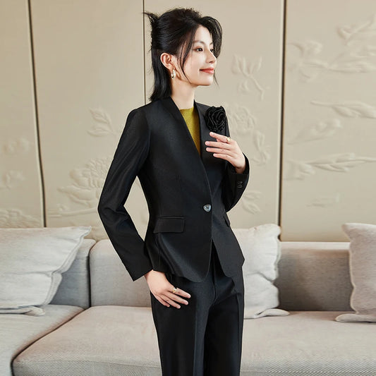 NAVIU Women's Sets Apricot Black Fashion For Women Pants 2 Piece Suits Outfits 2024 Formal Blazer Suit Pants Office Korean Style