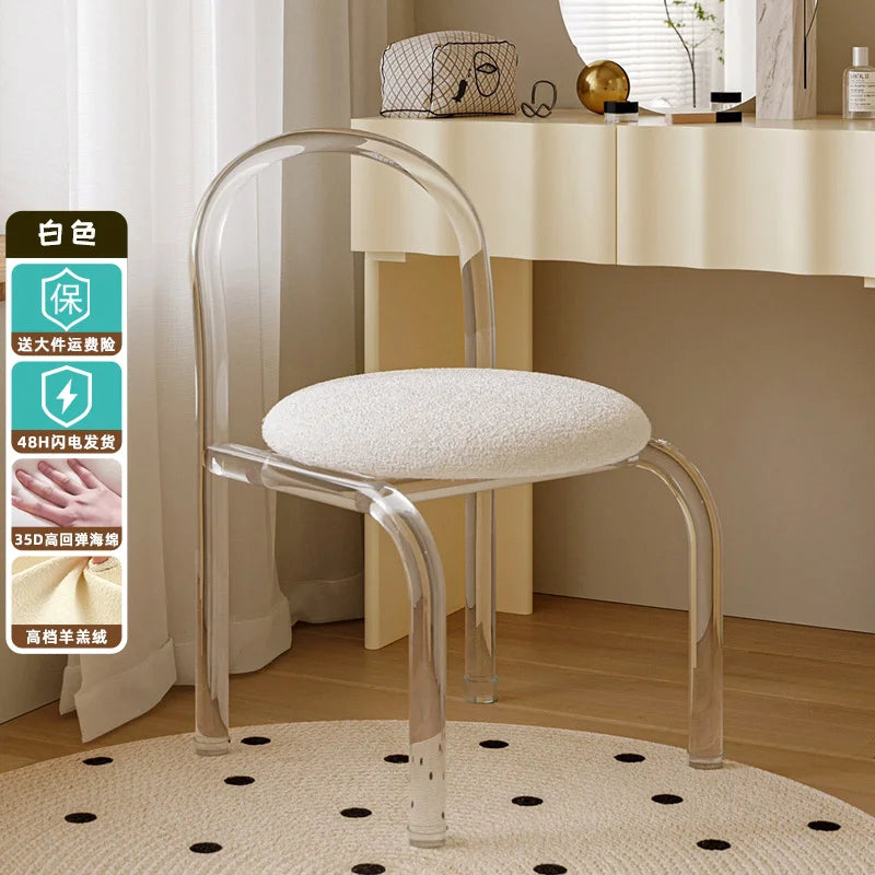 Nordic Luxury Modern Nordic Bedroom Originality Vanity Stools Cream Style Home Backrest Famous Transparent Dressing Furniture