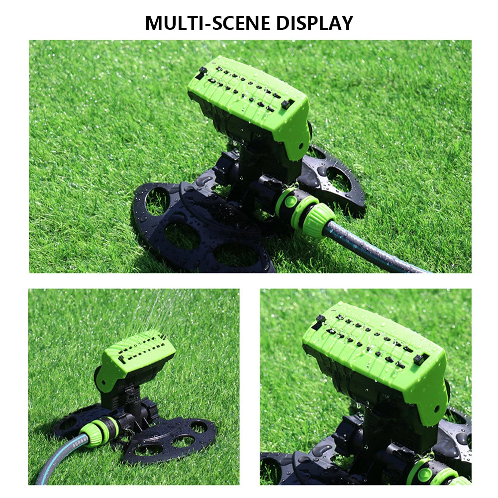 Mini Oscillating Sprinkler Adjustable Automatic Garden Sprinkler 16 Holes Rotating Lawn Sprinkler for Outdoor Yard Garden