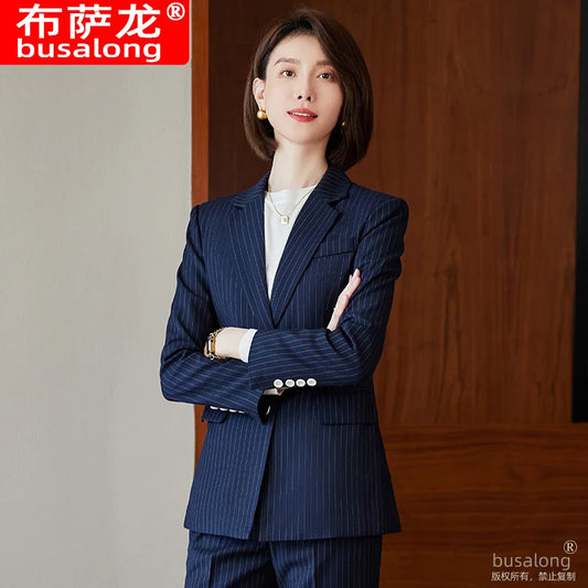 2023Spring and Autumn Long SleeveOLProfessional Women's Suit Blazer and Pants Business Formal Wear Elegant Fashion Set Workwear