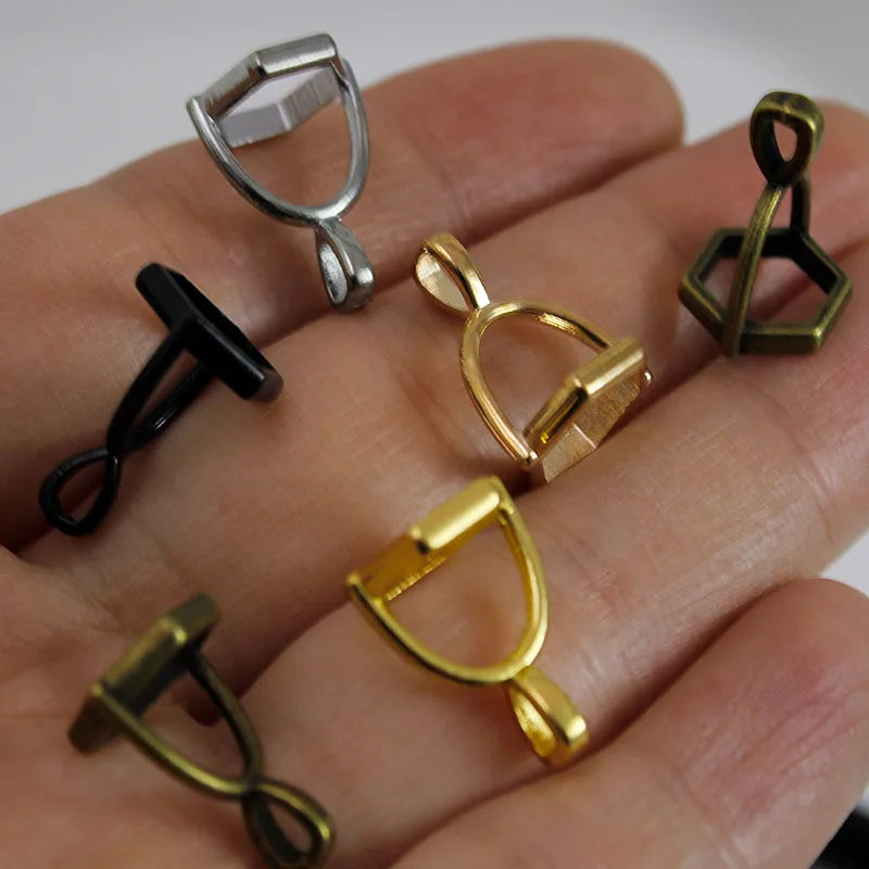 20Pcs Hexagonal Gemstone Cap Natural Stone Crystal Pillar Pendant Caps For Jewelry Making Pendant Necklace Connectors Clasp DIY