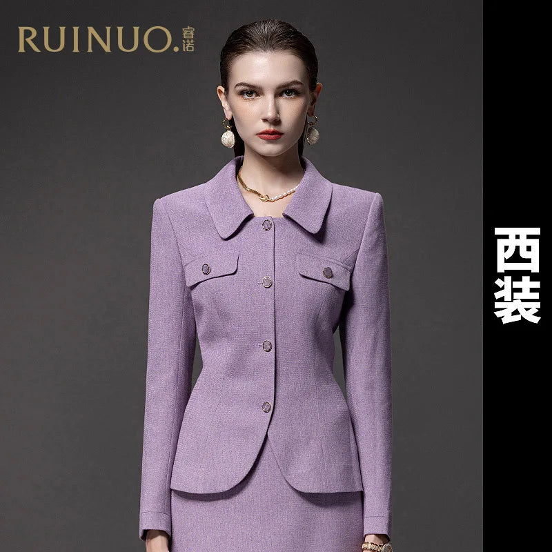 New Tweed Suits Women's Winter Professional Skirt 2Piece Set Female Work Wear Clothing OL Office Formal  костюмы женские Blazer