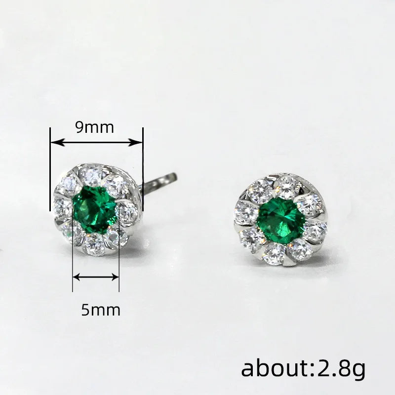 Huitan Dainty Cubic Zirconia Stud Earrings for Women White/Green/Blue/Red CZ Daily Wear Simple Stylish Girls Piercing Jewelry