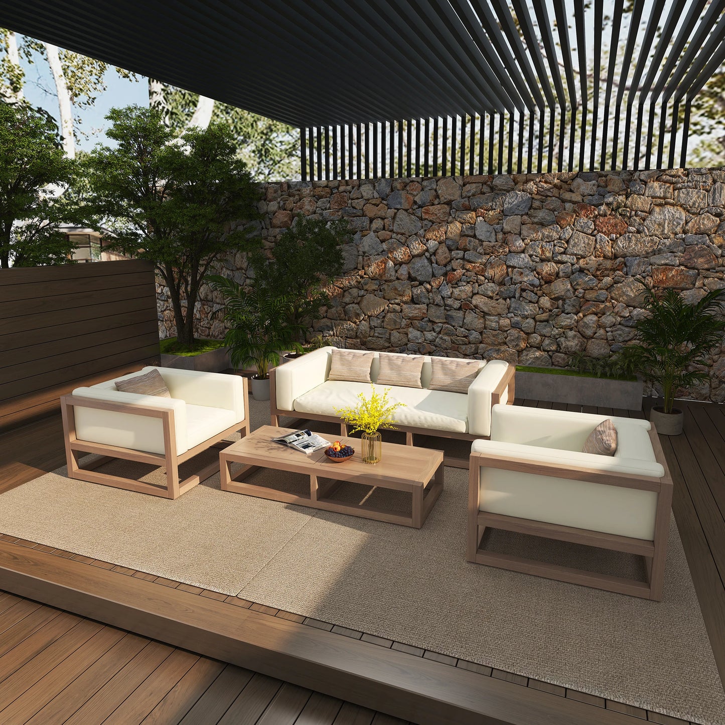 All Weather Hotel Sofa Patio Garden Lounge Teak Corner Corner Sofas Sets Outdoor Furniture Outdoor Sectional
