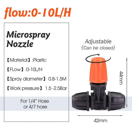 15PCS 1/4"Garden Hose Misting Nozzle with Lock Cap for Greenhouse 4/7mm Hose Irrigation Sprinkler Prevent Tubeing Slip Sprayer