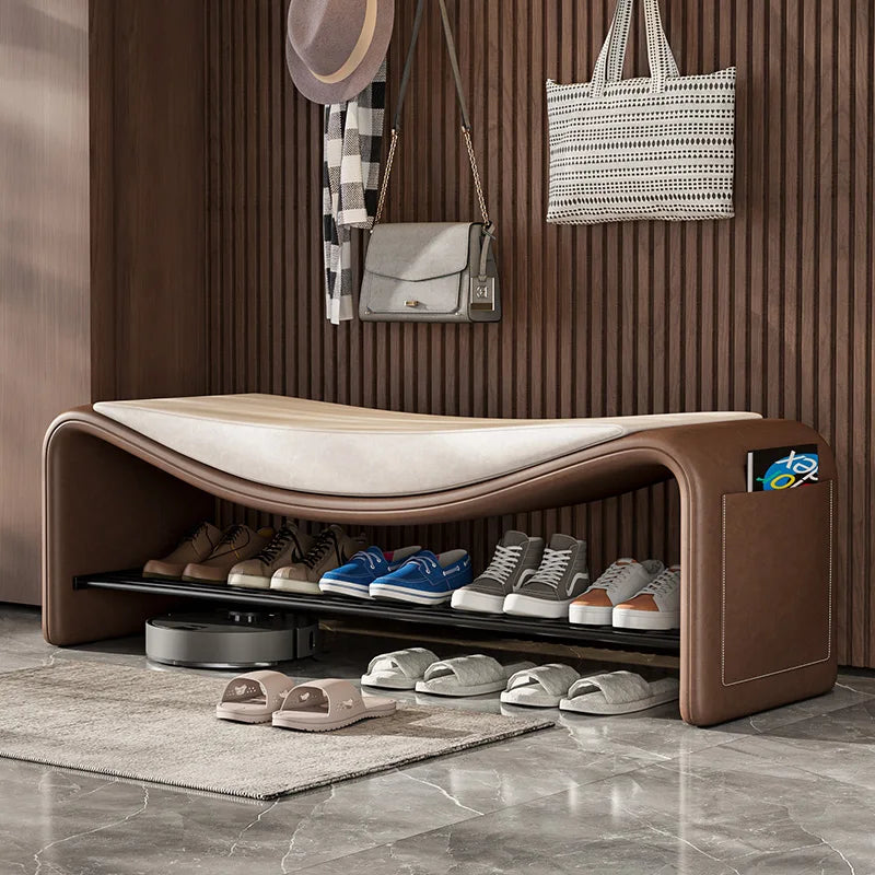 Italian light luxury high-end sense simple home change shoe stool cabinet entrance long stool seated shoe rack stool
