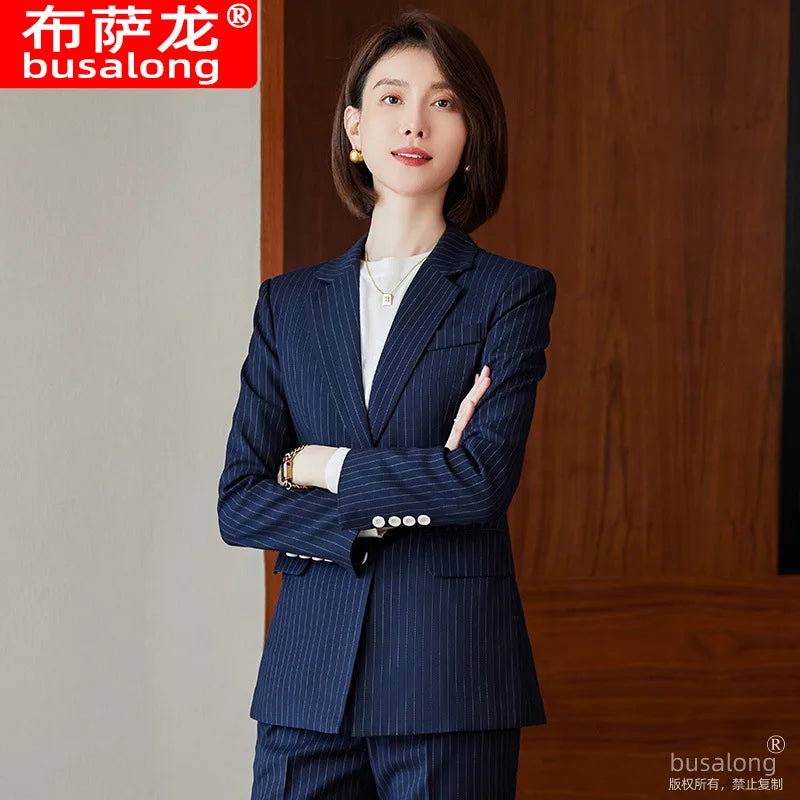 2023Spring and Autumn Long SleeveOLProfessional Women's Suit Blazer and Pants Business Formal Wear Elegant Fashion Set Workwear