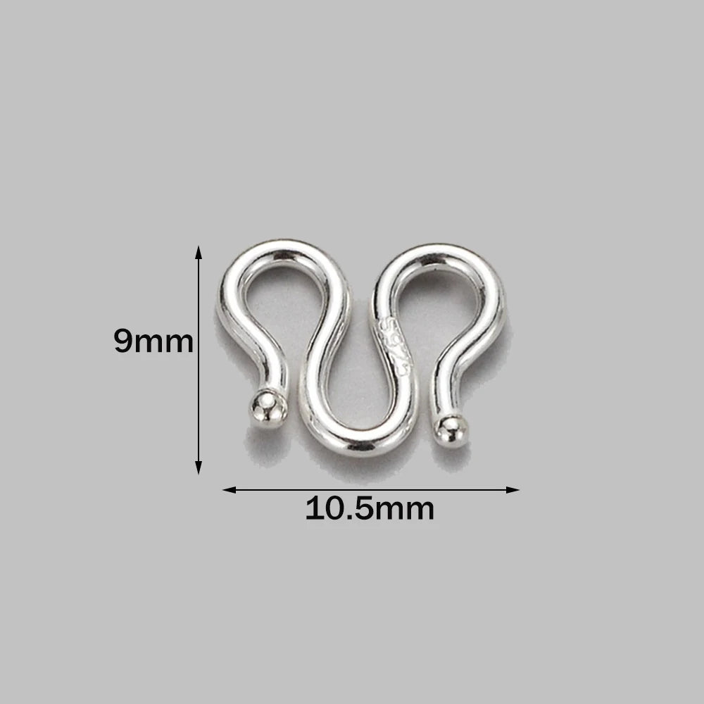 2Pcs 925 Sterling Silver Letter S M Shape Buckle Connectors For DIY Necklace Bracelet End Clasps Hooks Jewelry Making Supplies