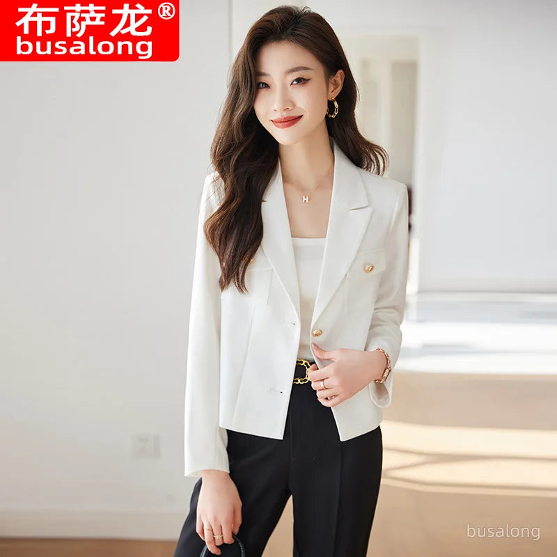 Long Sleeve Blazer Women's Professional Suit Spring Autumn Elegant Slim Fit Fashion Set Women's Workwear Business Formal Wear