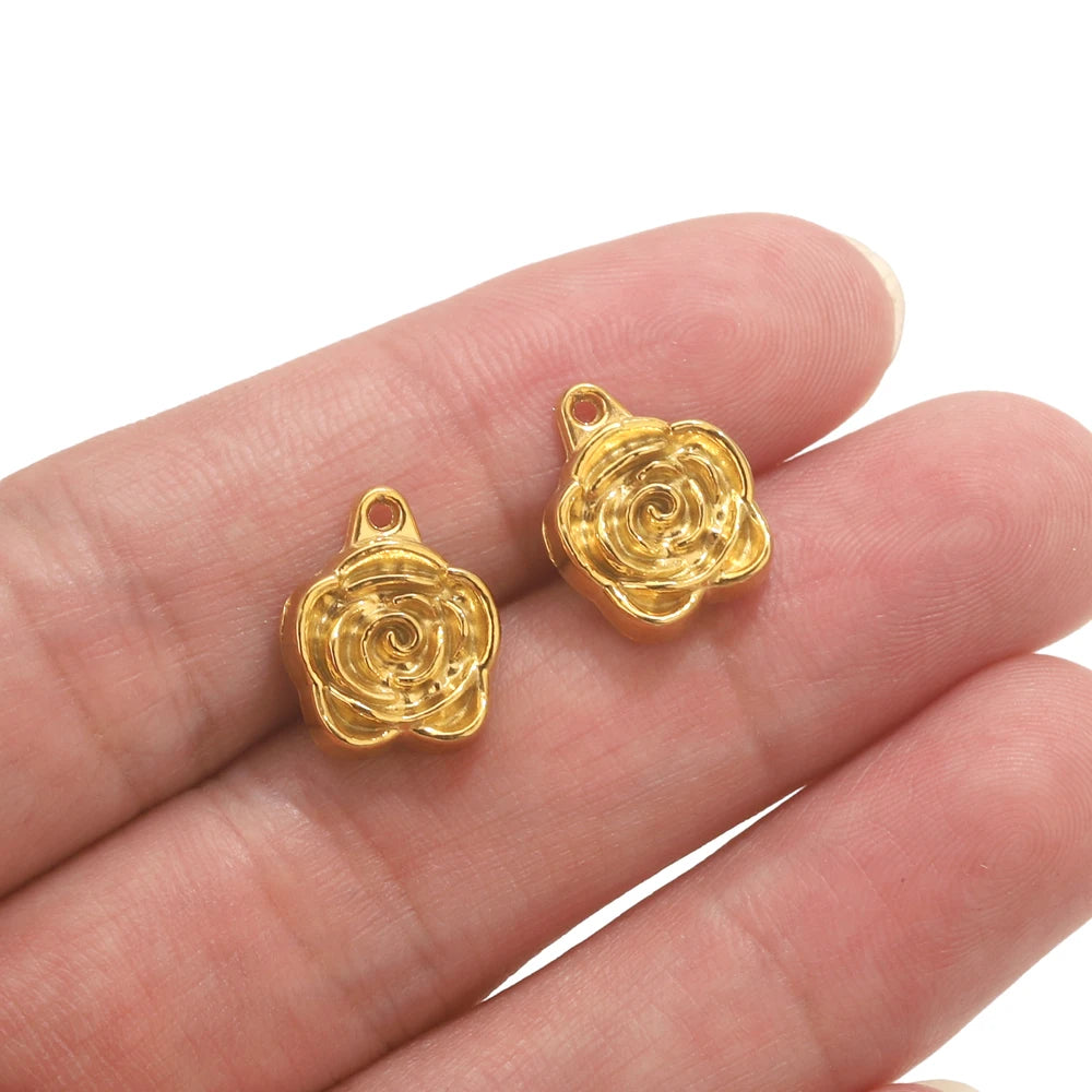 2pcs Stainless Steel Rose Flower Magnetic Connectors Clasps Magnet Charms End Cap for DIY Jewelry Making Bracelet Necklace Parts
