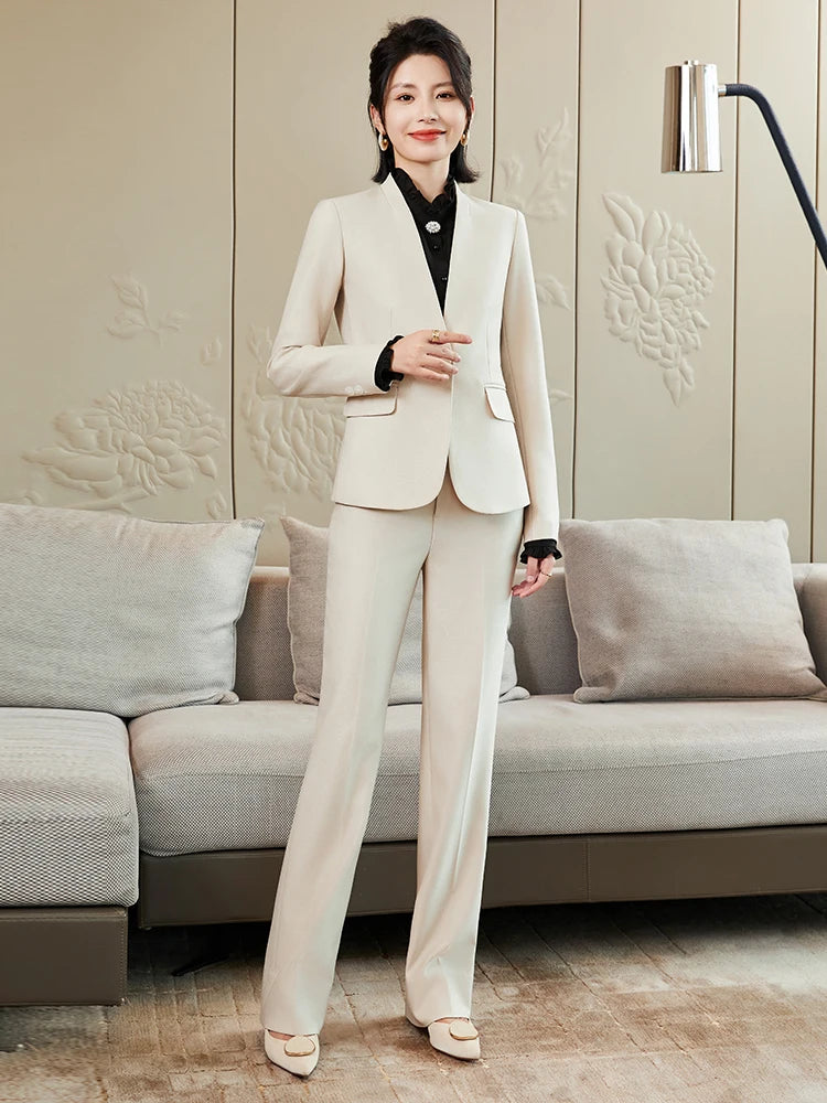 NAVIU Women's Sets Apricot Black Fashion For Women Pants 2 Piece Suits Outfits 2024 Formal Blazer Suit Pants Office Korean Style